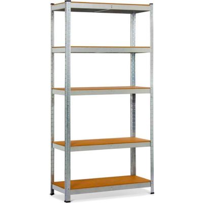 Μεταλλική Γαλβανιζέ Ραφιέρα με 5 Ξύλινα Ράφια MDF Herzberg HG-8027