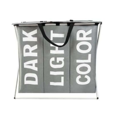 Καλάθι Οργανωτής Άπλυτων ρούχων Πτυσσόμενο με 3 ξεχωριστές Θήκες Οργάνωσης, 55x60x40cm 