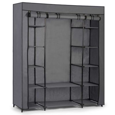 Υφασμάτινη ντουλάπα Massido,Χρώματος γκρί, 135 x 45 x 170 cm