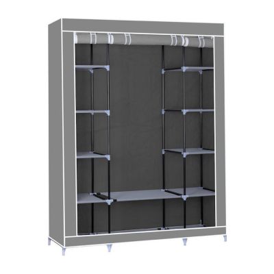 Υφασμάτινη Πρακτική Ντουλάπα Οργάνωσης με μεταλλικό σκελετό και 12 ράφια, διαστάσεων 44 x 133 x 175 εκατοστά, Herzberg