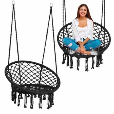 Κρεμαστή κούνια πολυθρόνα BOHO μαύρη,80x63x100cm-Sofotel