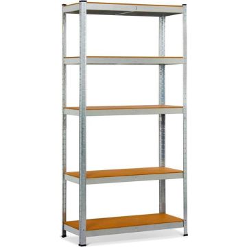 Μεταλλική Γαλβανιζέ Ραφιέρα με 5 Ξύλινα Ράφια MDF Herzberg HG-8027