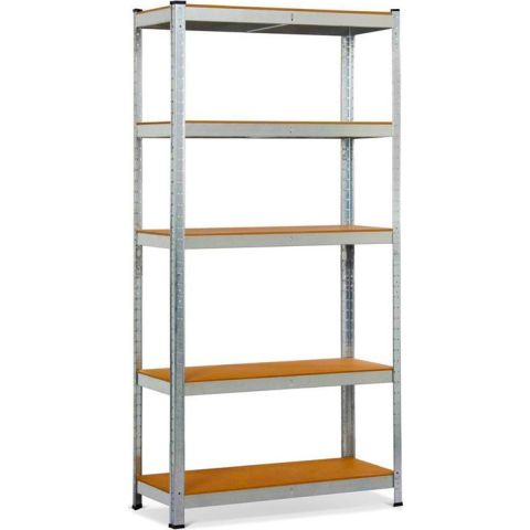 Μεταλλική Γαλβανιζέ Ραφιέρα με 5 Ξύλινα Ράφια MDF Herzberg HG-8027