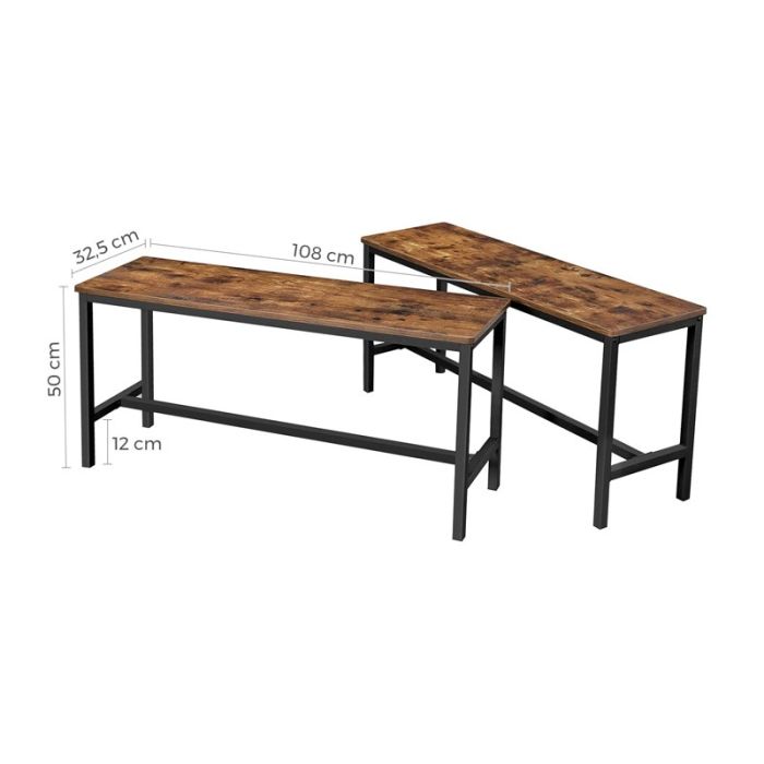  Σετ Μεταλλικοί Πάγκοι Τραπεζαρίας 108 x 32.5 x 50 cm 2 τμχ VASAGLE KTB33X 
