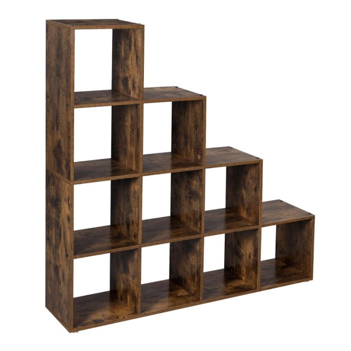  Ξύλινη Βιβλιοθήκη με 10 Ράφια 129.5 x 29 x 129.5 cm Χρώματος Σκούρο Καφέ VASAGLE LBC10BX 