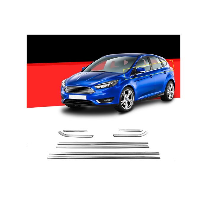  FORD FOCUS 5D HB 2011+ TRIM ΠΑΡΑΘΥΡΩΝ  ΑΝΟΞ.ΑΤΣΑΛΙ ΧΡΩΜΙΟ S-DIZAYN - 8ΤΕΜ 