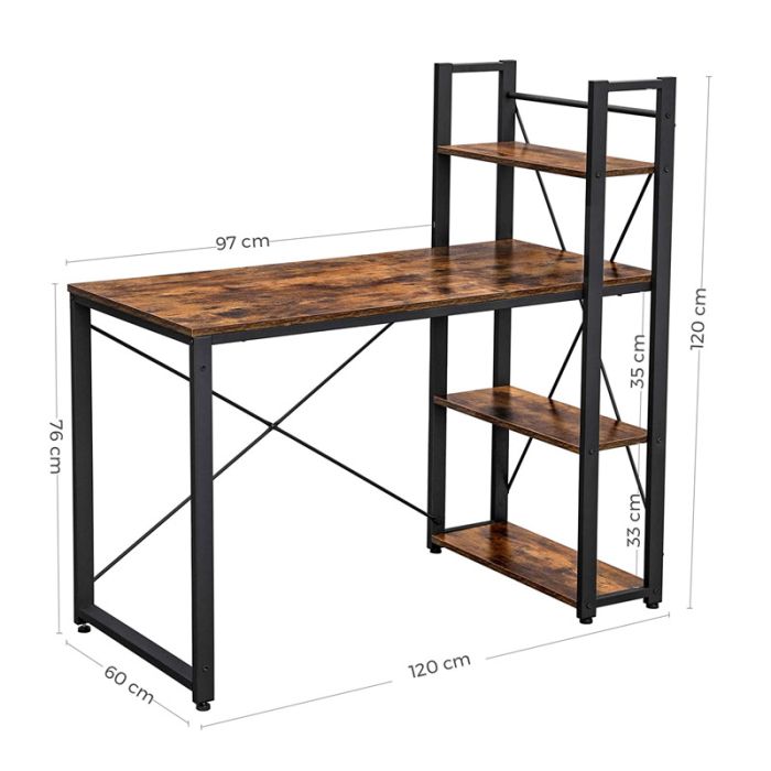  Μεταλλικό Γραφείο με 4 Ράφια 120 x 60 x 120 cm VASAGLE LWD48X 