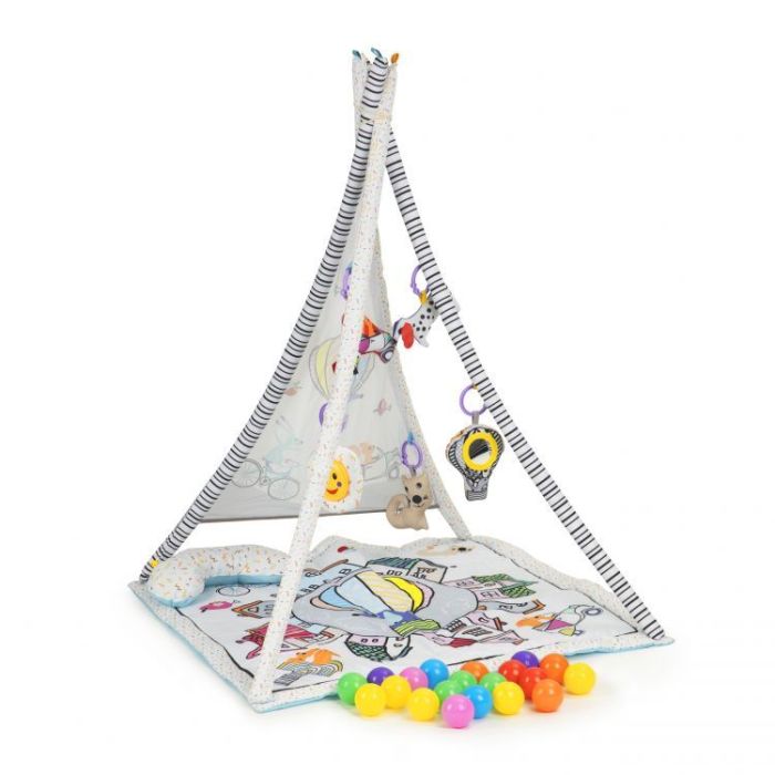 Εκπαιδευτικό Βρεφικό Γυμναστήριο Χαλί Σκηνή με Αξεσουάρ και 20 Μπάλες 81x81x107 cm, CC8734 Ecotoys