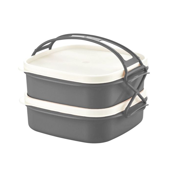  Πλαστικό Φαγητοδοχείο - Lunch Box 2 Επιπέδων 21.5 x 19.5 x 15.3 cm Herzberg HG-L795 