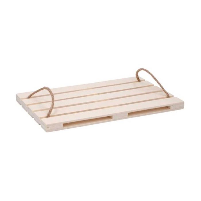  Ξύλινος Δίσκος Σερβιρίσματος 36 x 24 cm με Λαβές από Σχοινί Bakaji 8711252113074 