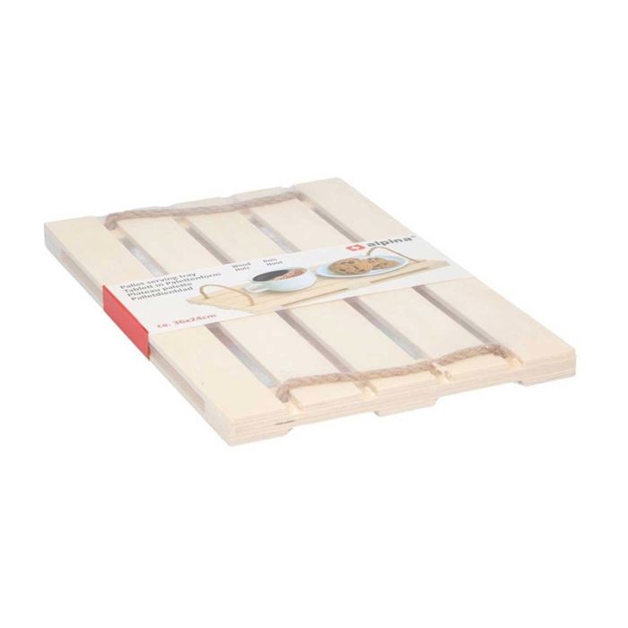 Ξύλινος Δίσκος Σερβιρίσματος 36 x 24 cm με Λαβές από Σχοινί Bakaji 8711252113074 