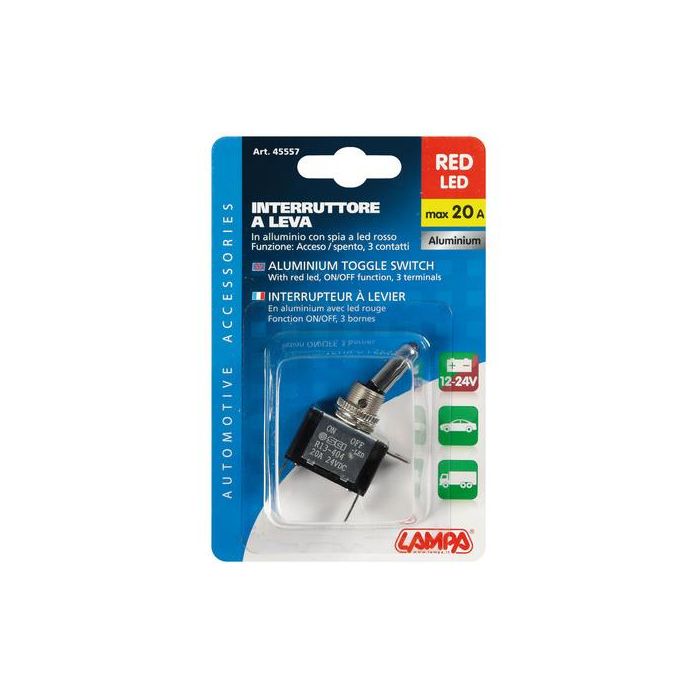  ΔΙΑΚΟΠΤΗΣ ΑΕΡΟΠΟΡΙΚΟΥ ΤΥΠΟΥ 2 ΘΕΣΕΩΝ 12,2mm 12V 20A ΜΕ LED ΚΟΚΚΙΝΟ 