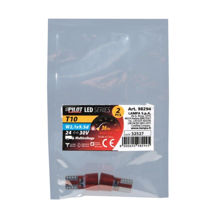  T10 W5W 24V W2,1x9,5d 36lm 6SMD LED ΚΟΚΚΙΝΟ (ΚΑΡΦΩΤΟ-ΔΙΠΛΗΣ ΠΟΛΙΚΟΤΗΤΑΣ CAN-BUS) 2ΤΕΜ. 