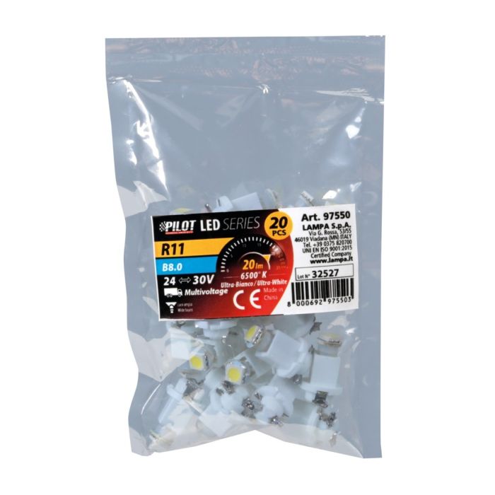  R11 24V B8,0 1SMD LED 20lm ΔΙΑΘΛΑΣΗΣ ΛΕΥΚΟ  ΣΑΚΟΥΛΑ 20ΤΕΜ. 