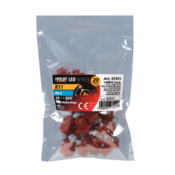  R11 24V B8,0 1SMD LED 8lm ΔΙΑΘΛΑΣΗΣ ΚΟΚΚΙΝΟ ΣΑΚΟΥΛΑ 20ΤΕΜ. 