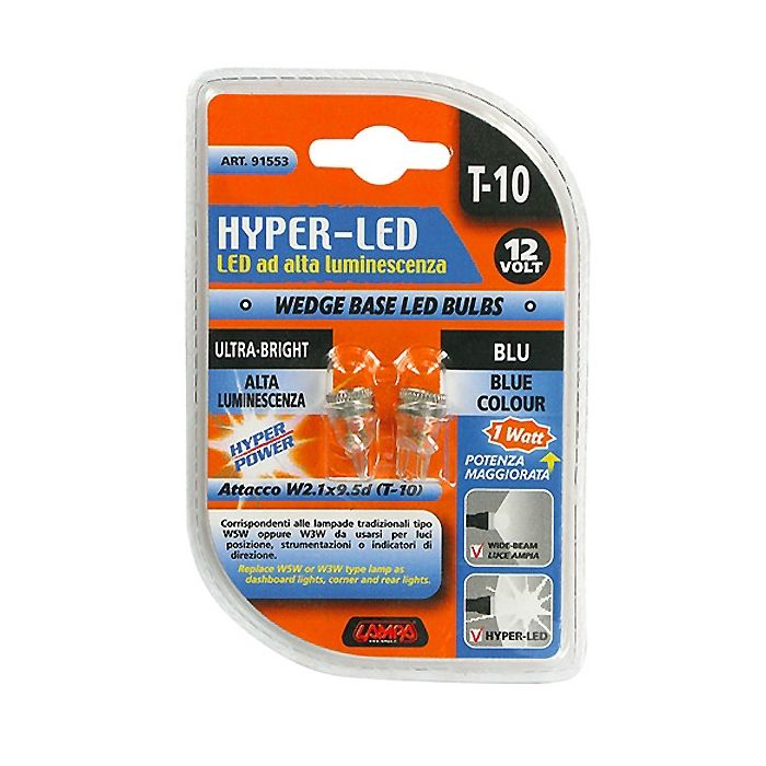  T10 W5W 12V 1W W2x4,6d HYPER-LED2 ΜΠΛΕ ΔΙΑΘΛΑΣΗΣ 1SMDx2chips (ΚΑΡΦΩΤΟ ΑΚΑΛΥΚΟ) 2ΤΕΜ. 