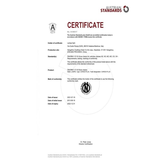 ΑΛΥΣΙΔΕΣ ΧΙΟΝΙΟΥ ΦΟΡΤΗΓΟΥ CARGO PLUS GR35.8 LAMPA - 2 ΤΕΜ.