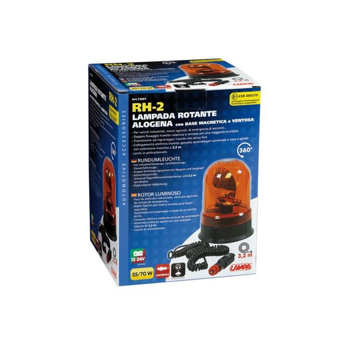  Φάρος RH-2 12V/24V Μαγνητικός με φις αναπτήρα Πορτοκαλί 130x195mm 