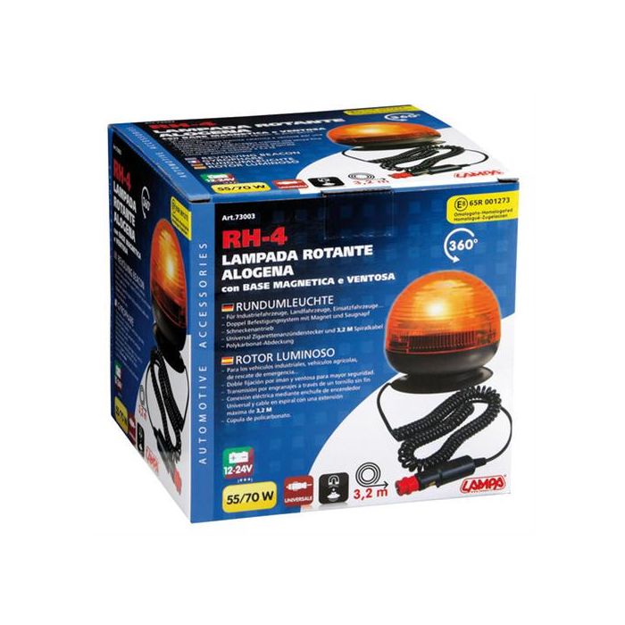  ΜΑΓΝΗΤΙΚΟΣ ΦΑΡΟΣ RH-4 12V/24V (ΠΟΡΤΟΚΑΛΙ/ΚΟΝΤΟΣ/ΣΤΡΟΓΓΥΛΟΣ ΜΕ ΦΙΣ ΑΝΑΠΤΗΡΑ - 130 Χ 135 mm) 
