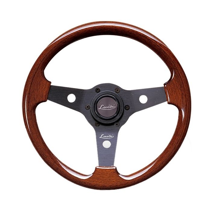  Τιμόνι IMOLA Ξύλινο 310mm Τριάκτινο με Μαύρη Λάμα 