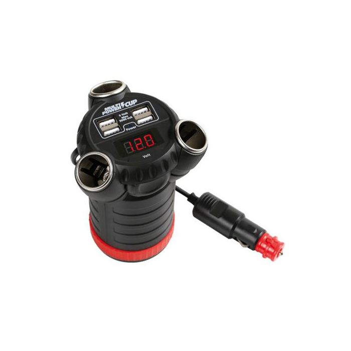  ΑΝΤΑΠΤΟΡΑΣ ΑΝΑΠΤΗΡΑ 12/24/36V ΤΡΙΠΛΟΣ ΜΕ 4 USB+ΒΟΛΤΟΜΕΤΡΟ MULTI POWER CUP ΜΕ ΚΑΛΩΔΙΟ 80cm 