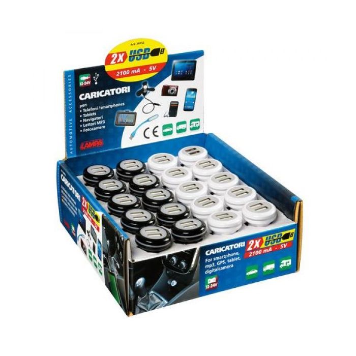  Στάντ Φορτιστές Αναπτήρα USB 12/24V 2100mA 5V- Στάντ με 20 φορτιστές 