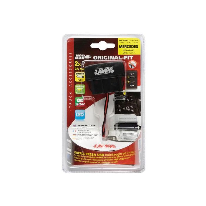  MERCEDES ACTROS MP3 08-13 ΑΝΤΑΠΤΟΡΑΣ ΔΙΠΛΟΣ USB 12/24V 3A ΜΕ ΚΑΛΩΔΙΟ 15cm 