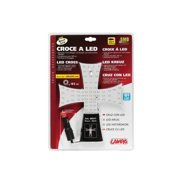  ΣΤΑΥΡΟΣ 24V ΜΕ 81 LED ΛΕΥΚΟ ΜΕ ΦΙΣ ΑΝΑΠΤΗΡΑ ΚΑΙ ΚΑΛΩΔΙΟ 200cm 200x250mm 