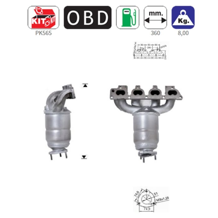  ΚΑΤΑΛΥΤΗΣ ΒΕΝΖΙΝΗΣ OPEL ASTRA G 1.6 2000-2004 / CORSA C 1.4 / MERIVA 1.6 2003+ / VECTRA 1.6 1999-2002 /ZAFIRA 1.6 1999+ 