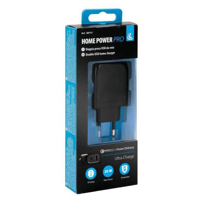  ΠΡΙΖΑ ΣΠΙΤΙΟΥ 100/230V ΜΕ 2 USB  TYPE A + TYPE C 20W HOME POWER ULTRA FAST CHARGER 