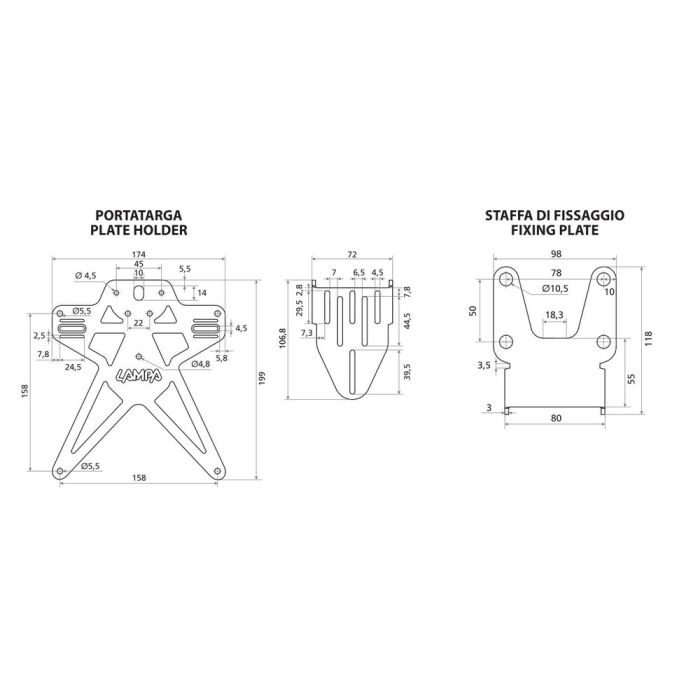  ΒΑΣΗ ΣΤΗΡΙΞΗΣ ΠΙΝΑΚΙΔΑΣ MOTO ΑΛΟΥΜΙΝΙΟΥ AERO-X EVO 1 ΜΑΥΡΗ UNIVERSAL LAMPA - 1 ΤΕΜ 