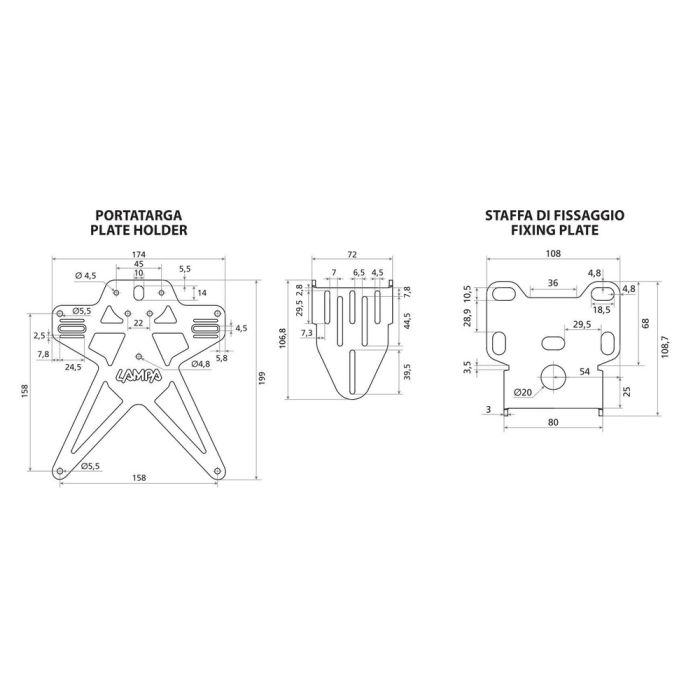  ΒΑΣΗ ΣΤΗΡΙΞΗΣ ΠΙΝΑΚΙΔΑΣ MOTO ΑΛΟΥΜΙΝΙΟΥ AERO-X EVO 2 ΜΑΥΡΗ UNIVERSAL LAMPA - 1 ΤΕΜ 