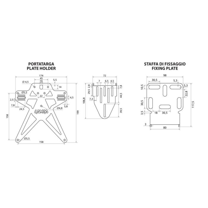  ΒΑΣΗ ΣΤΗΡΙΞΗΣ ΠΙΝΑΚΙΔΑΣ MOTO ΑΛΟΥΜΙΝΙΟΥ AERO-X EVO 3 ΜΑΥΡΗ UNIVERSAL LAMPA - 1 ΤΕΜ 