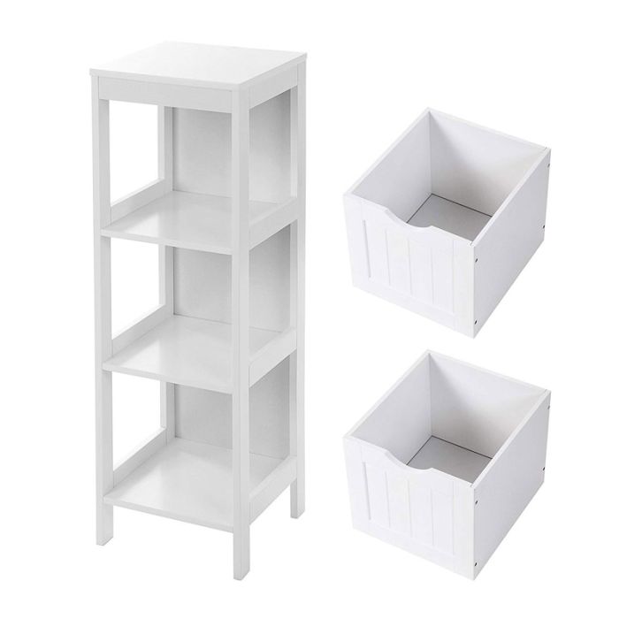  Ραφιέρα Μπάνιου με 3 Ράφια και 2 Συρτάρια 30 x 30 x 89 cm VASAGLE BBC42WT 
