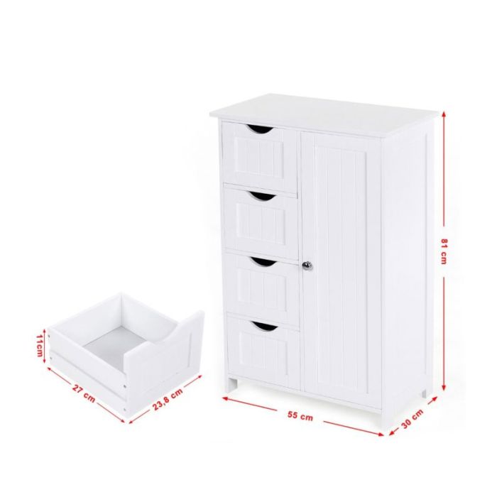  Ντουλάπι Μπάνιου με 4 Συρτάρια 55 x 81 x 30 cm Songmics LHC41W 