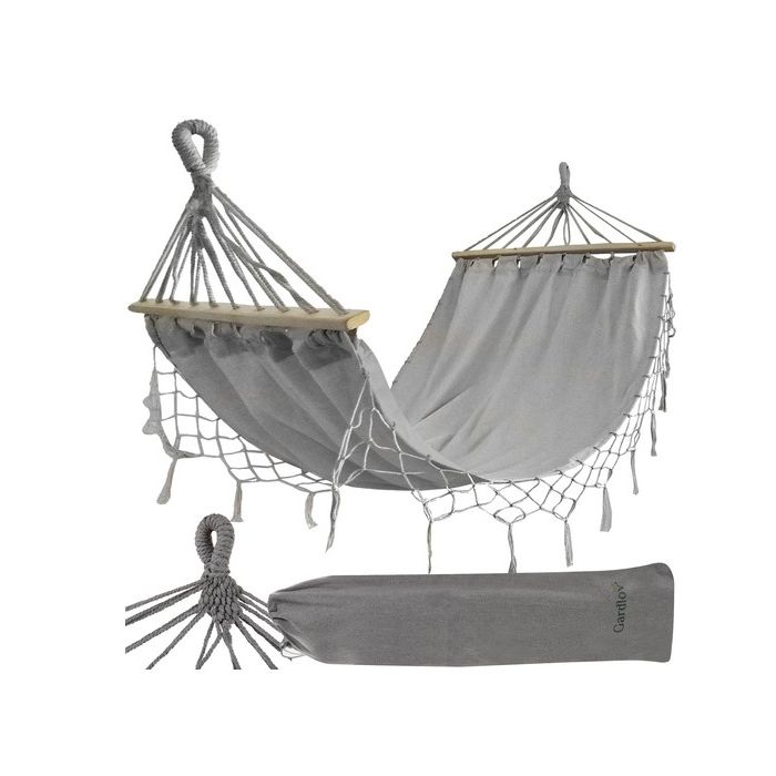 Διπλή Υφασμάτινη Αιώρα κήπου Γκρι 200x150cm- Gardlov 25465