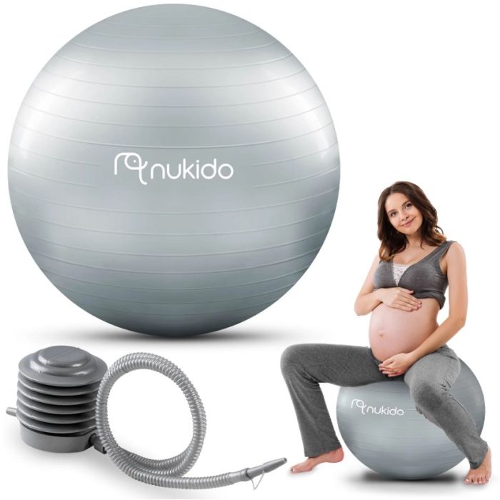 Nukido Μπάλα γυμναστικής για την εγκυμοσύνη και για Pilates 65cm σε Γκρι χρώμα