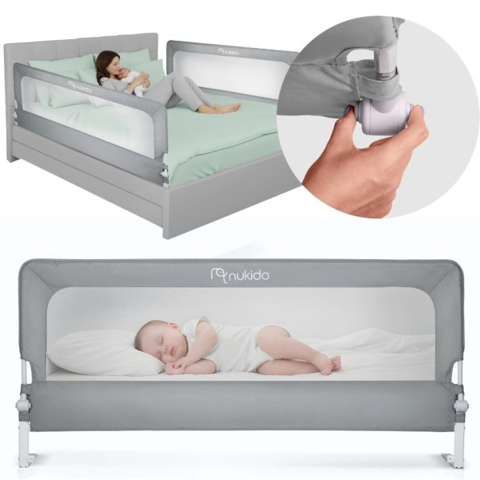 Προστατευτικό κάγκελο κρεβατιού 200 cm Nukido NK-228 Γκρι
