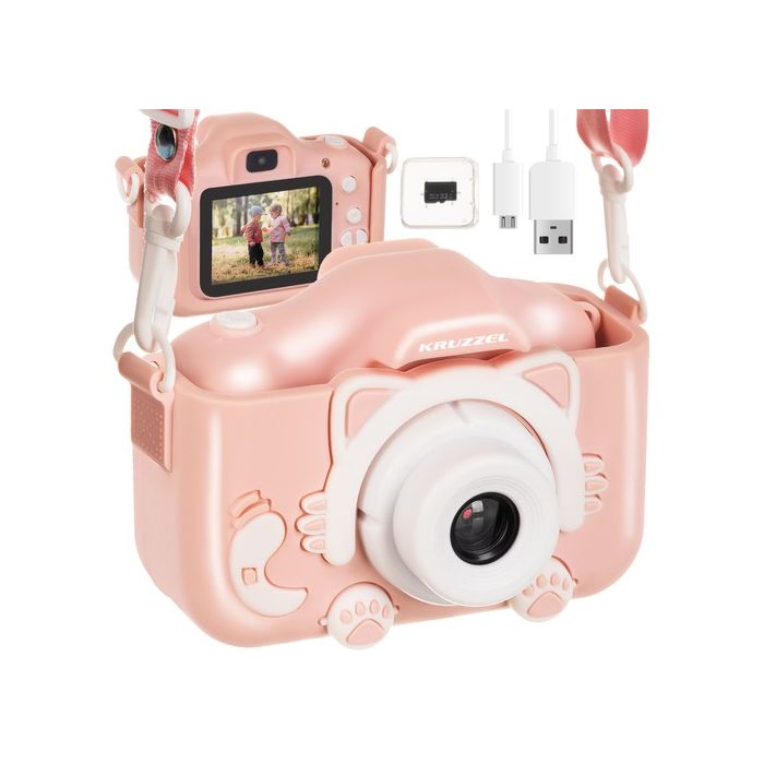 Παιδική Φωτογραφική Επαναφορτιζόμενη Ψηφιακή  Κάμερα με Διπλό Φακό Ροζ 22296 Kruzzel