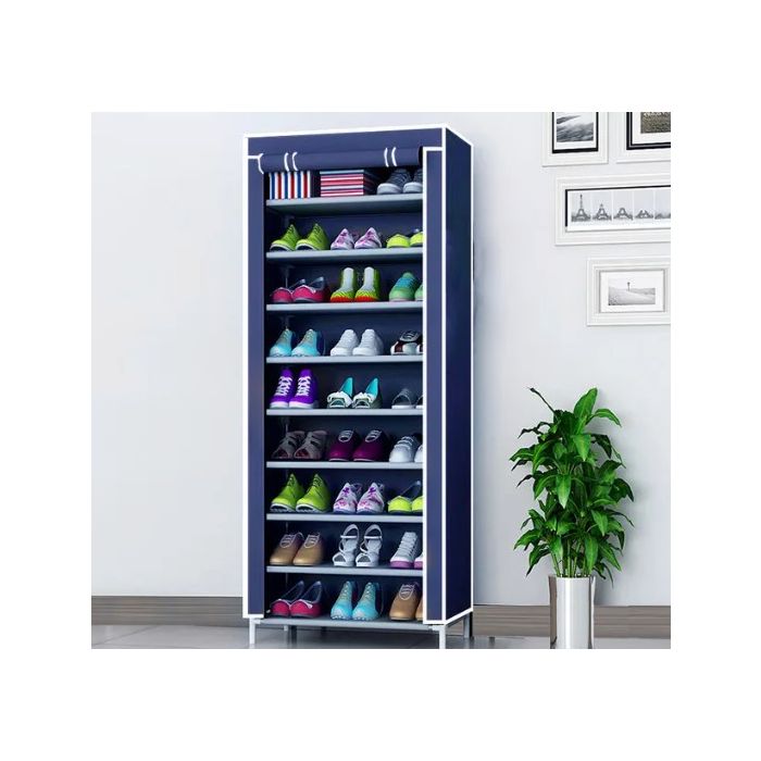 Υφασμάτινη Ντουλάπα Παπουτσιών με Ράφια σε Μπλε Χρώμα  60*30*160cm