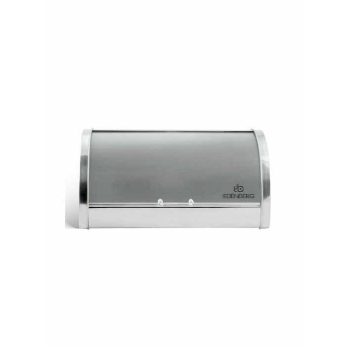 Edenberg Ψωμιέρα με Καπάκι Inox σε Ασημί Χρώμα 37.5x28x18cm