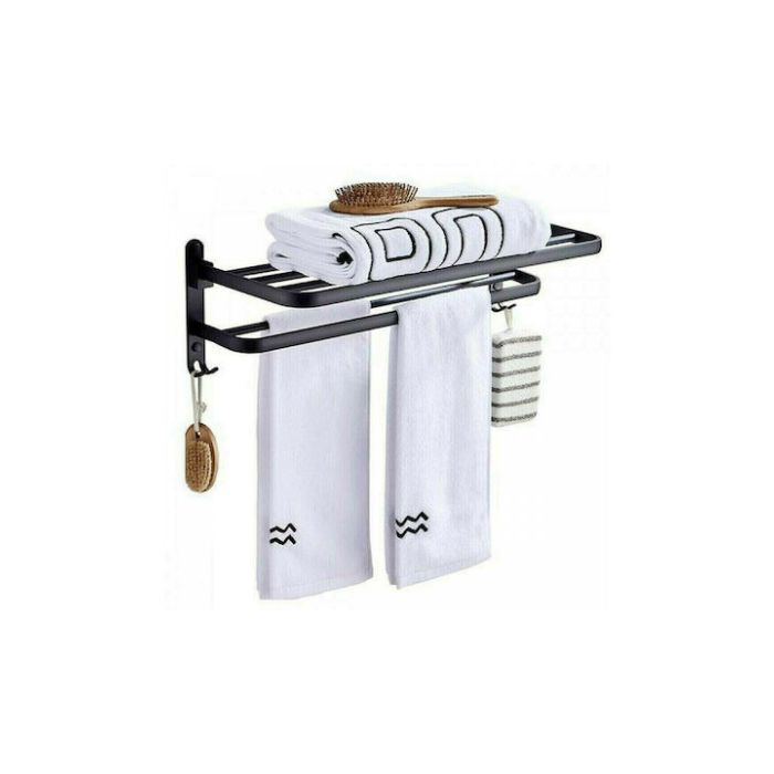 Next Ραφιέρα Μπάνιου 4 Θέσεων Επιτοίχια με Βίδες 37x18.7cm Μαύρη