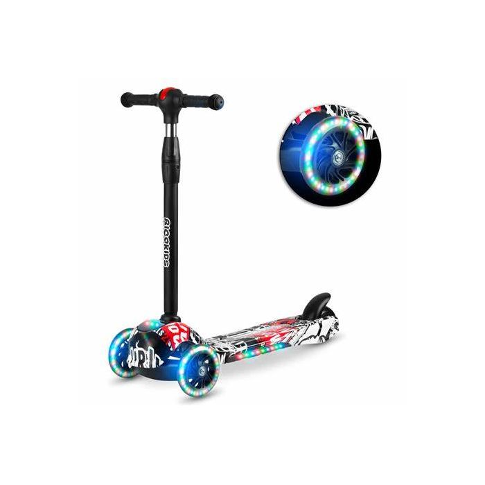 Τρίτροχο σκούτερ Ricokids Piko - μαύρο με πολύχρωμα σχέδια