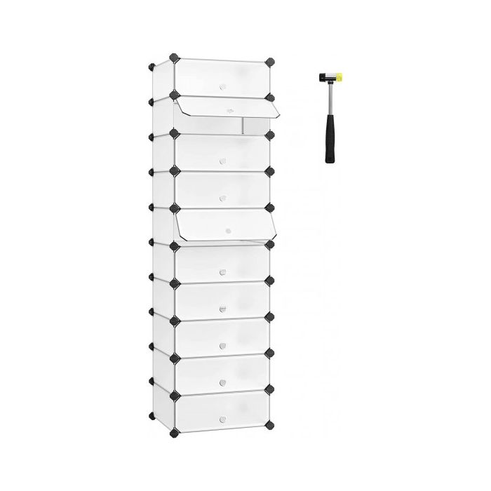 Songmics Πλαστική Παπουτσοθήκη 43x31x173cm με 10 Ράφια - White - LPC10W